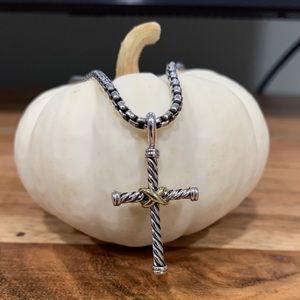 Petite X Cross necklace with 14k Gold